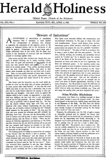 Front page of Herald of Holiness - April 2, 1924