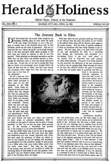 Front page of Herald of Holiness - April 16, 1924