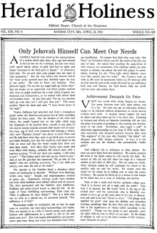 Front page of Herald of Holiness - April 23, 1924