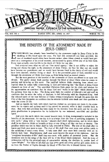 Front page of Herald of Holiness - April 20, 1927