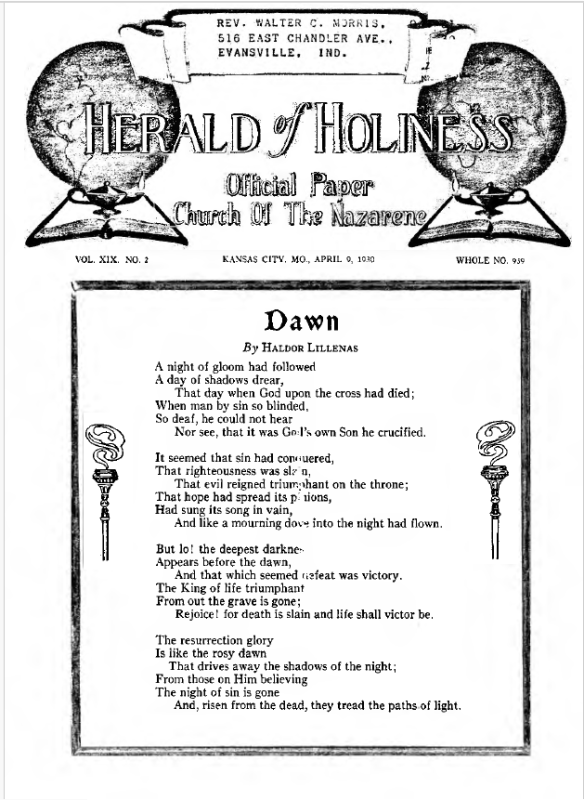 Front page of Herald of Holiness - April 9, 1930